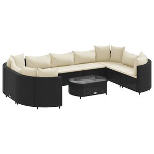 vidaXL Patio Sofa Set Set of 10 Black