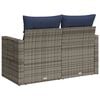 vidaXL Patio Sofa with Cushions 2-Seater Gray Poly Rattan