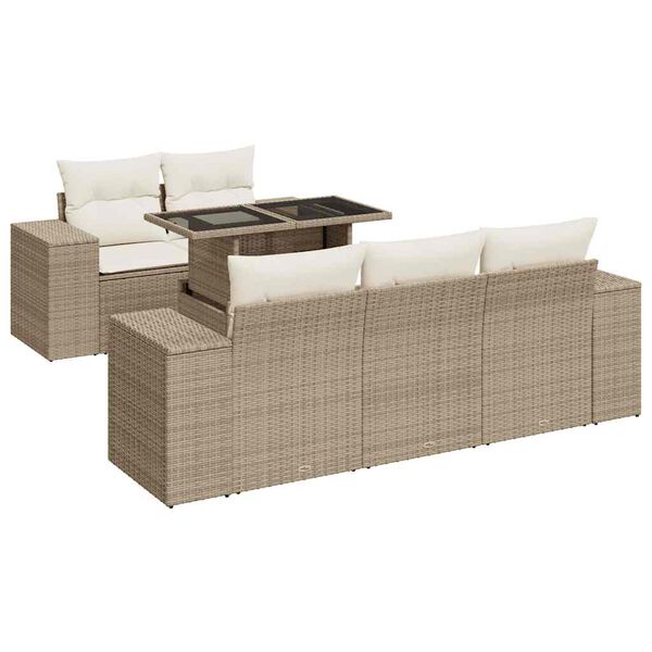 vidaXL Garden Sofa Set Beige, Cream white