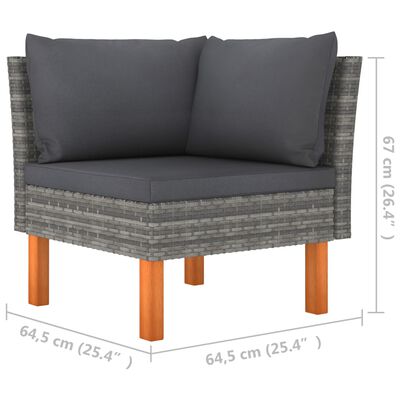 vidaXL Corner Sofas 2 pcs Poly Rattan and Solid Eucalyptus Wood