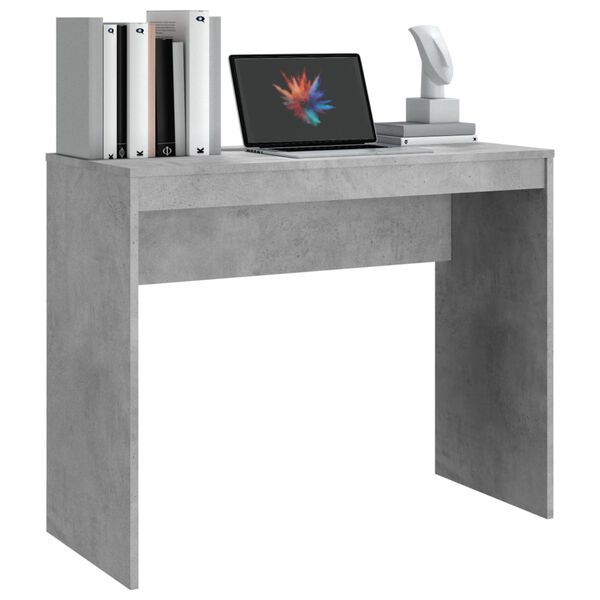 vidaXL Desk Concrete Grey Engineered Wood Small Sleek Desk