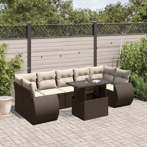 vidaXL Garden Sofa Set Brown PE Rattan Modular, Adjustable