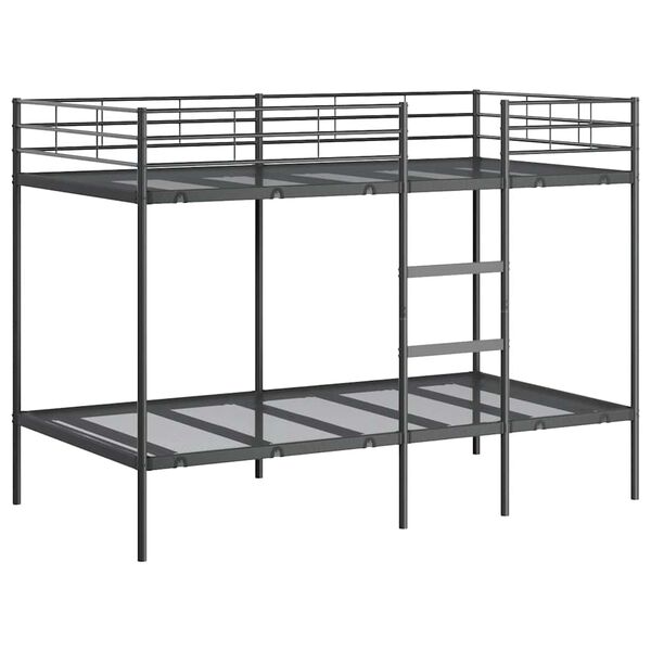 vidaXL Bunk Bed Black Steel Standard Bunk Bed Rectangular Modern