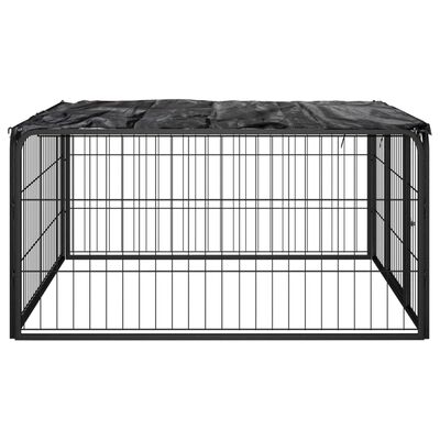vidaXL Dog Playpen 4 Panels Black 39.4"x19.7" Powder-coated Steel