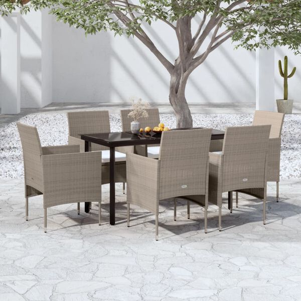 vidaXL Garden Dining Set Beige and Black