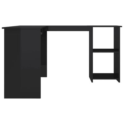 vidaXL L-Shaped Corner Desk High Gloss Black 47.2" x 55.1" x 29.5" Engineered Wood