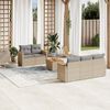 vidaXL Garden Sofa Set Beige PE Rattan Large Adjustable Feet