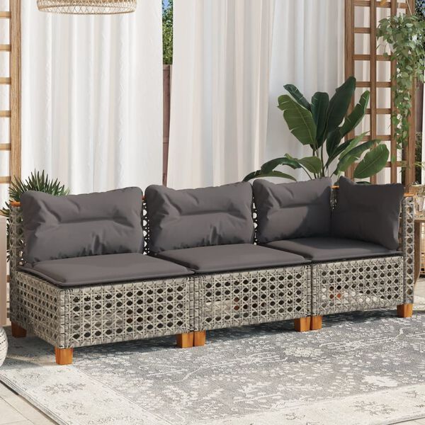 vidaXL Garden Sofa Set of 3 Gray