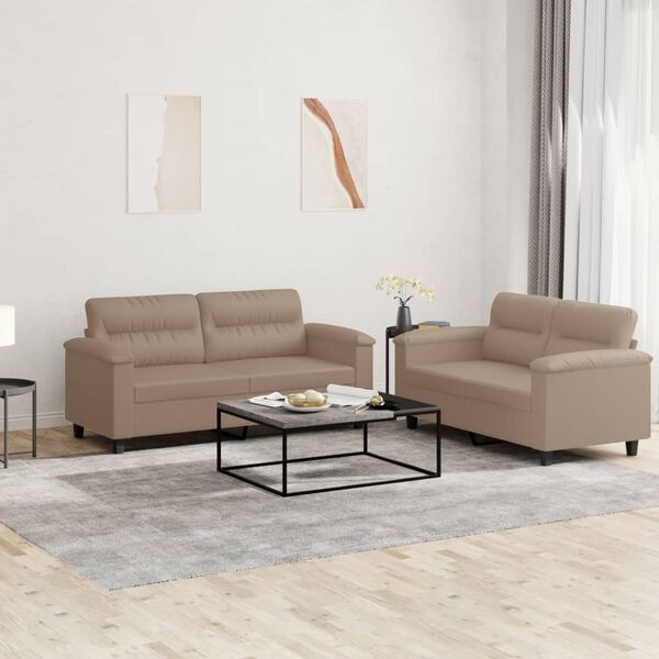 vidaXL Sofa Set Cappuccino Faux leather, metal, textilene, plywood