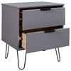 vidaXL Nightstand Grey Solid pine wood, metal Medium Nightstand