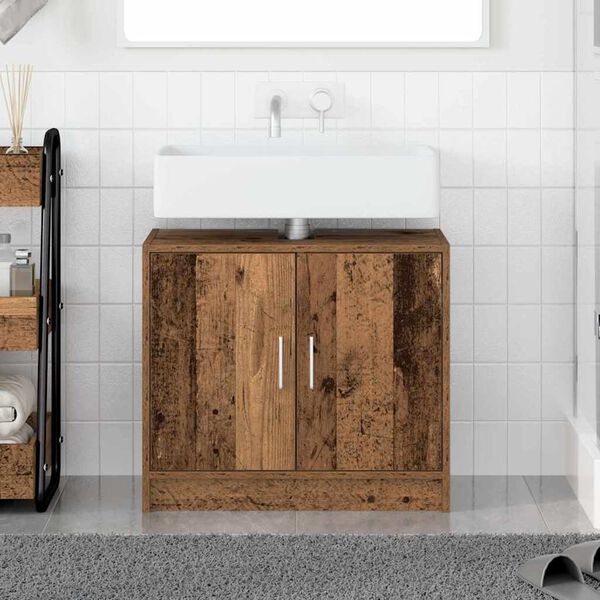 vidaXL Bathroom Cabinet with Storage Old Wood 24.80 x 11.42 x 21.65 in