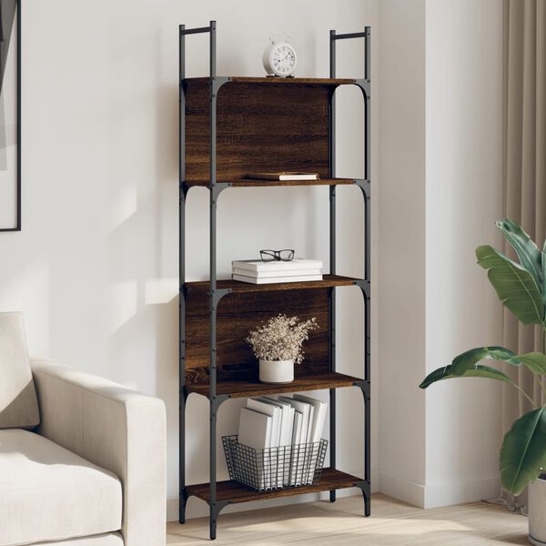 vidaXL Bookshelf Brown oak Engineered wood Tall Bookshelf Rectangular