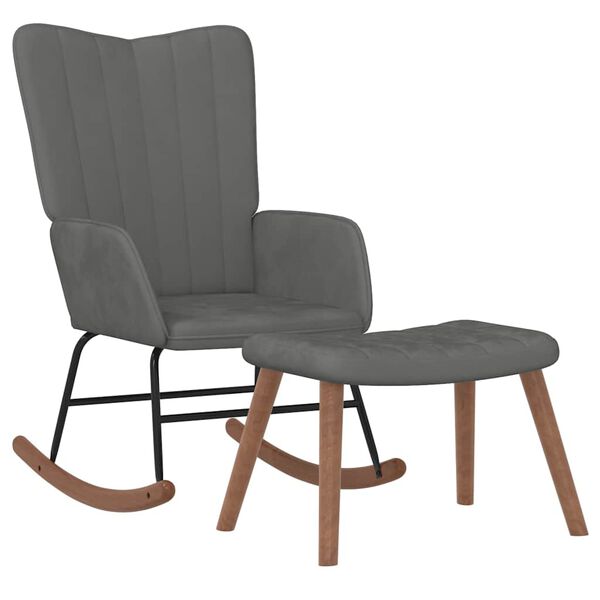 vidaXL Rocking Chair With Stool Dark Grey