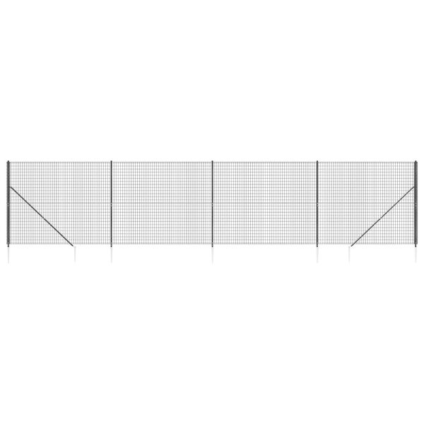 vidaXL Wire Mesh Fence with Spike Anchors Anthracite 6.6x32.8'