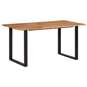 vidaXL Dining Table Acacia with Black Legs Solid Acacia Wood