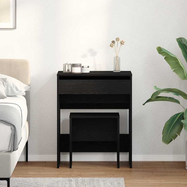 vidaXL Dressing Table Black oak 23.6" x 15.7" x 29.5" Engineered wood