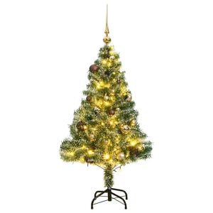 vidaXL Artificial Christmas Tree 150 LEDs&Ball Set&Flocked Snow 47.2"