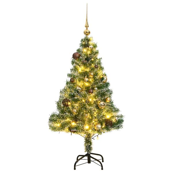 vidaXL Artificial Christmas Tree 150 LEDs&Ball Set&Flocked Snow 47.2"