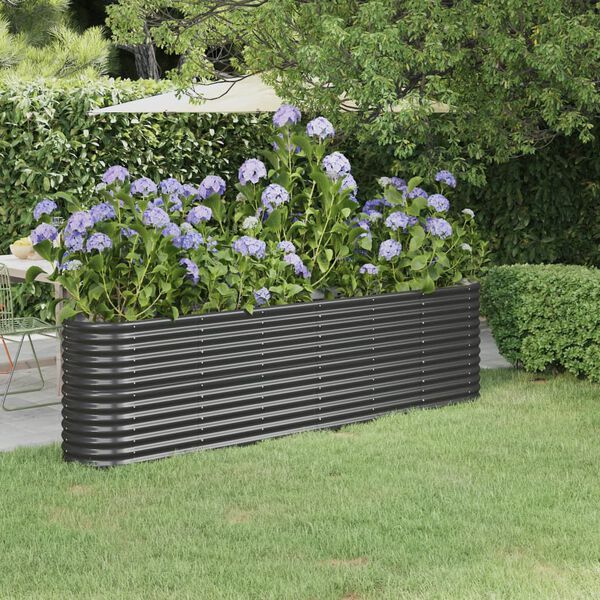 vidaXL Garden Raised Bed Anthracite Powder-coated steel Large Durable