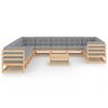 vidaXL Garden Lounge Set Natural wood, Grey cushions