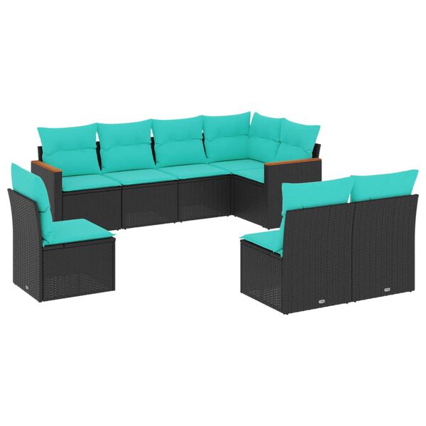 vidaXL Patio Sofa Set Black and Blue
