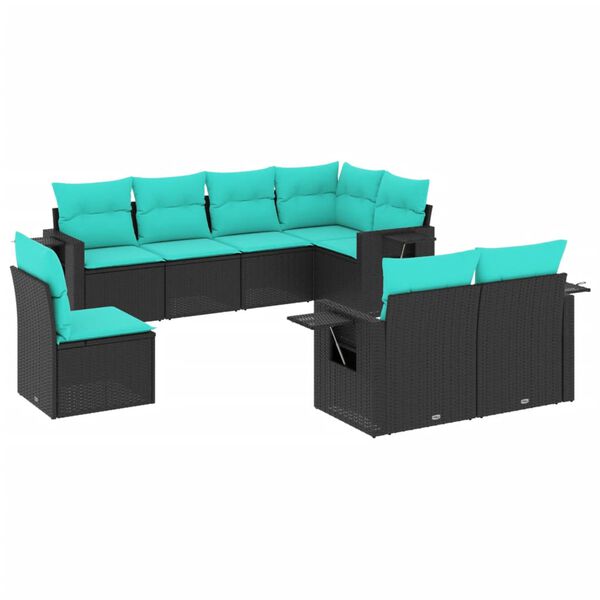 vidaXL Patio Sofa Set Black