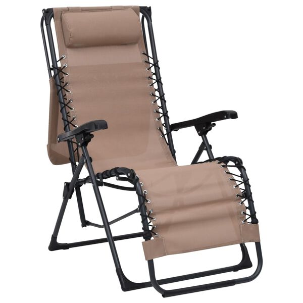 vidaXL Folding Deck Chair Textilene Taupe