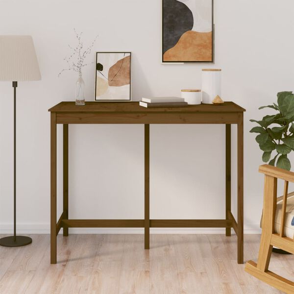 vidaXL Bar Table Honey Brown Solid Pine Wood Medium Durable Bar Table