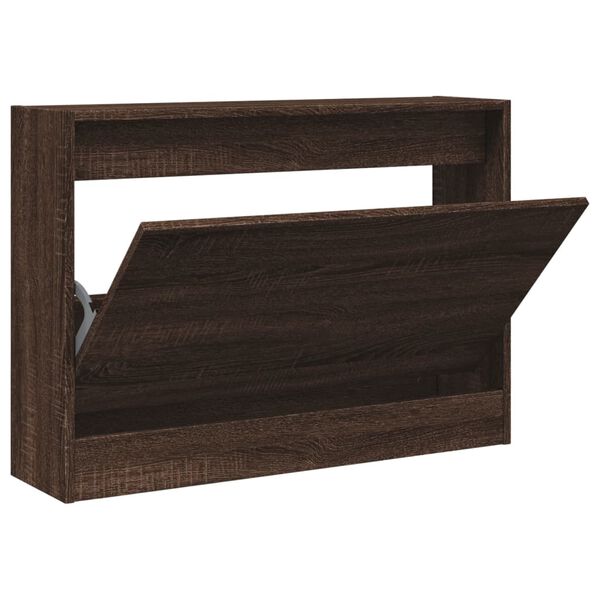vidaXL Shoe Cabinet Brown Oak Engineered Wood Compact Shoe Cabinet