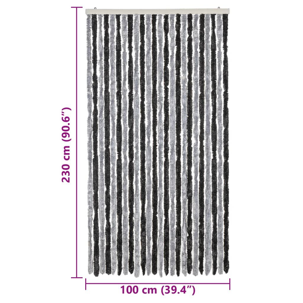 vidaXL Fly Curtain Grey and Black 39.4x90.6" Chenille