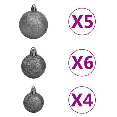 vidaXL Artificial Christmas Tree with LEDs&Ball Set 47.2" Green