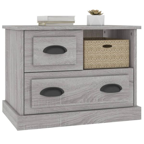 vidaXL Bedside Cabinet Grey sonoma Engineered wood Medium
