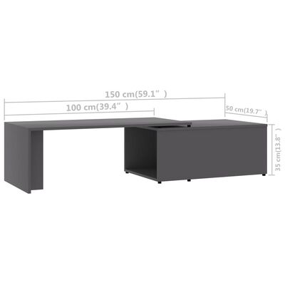 vidaXL Coffee Table Gray 59.1"x19.7"x13.8" Engineered Wood