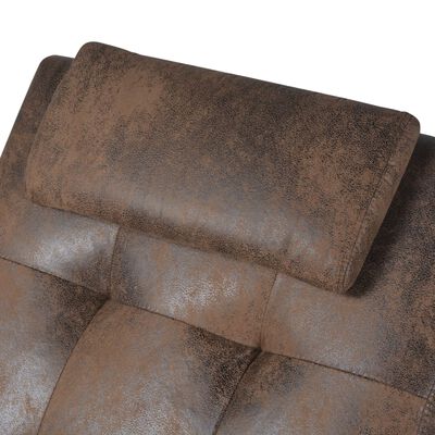 vidaXL Chaise Longue with Pillow Brown Suede Look Fabric