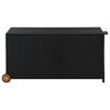 vidaXL Storage Box Black Poly Rattan, Solid Acacia Wood, Powder-Coated Steel