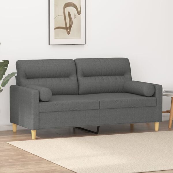 vidaXL 2-seater Sofa Dark Grey 100% Polyester, Metal, Textilene 2-Seater