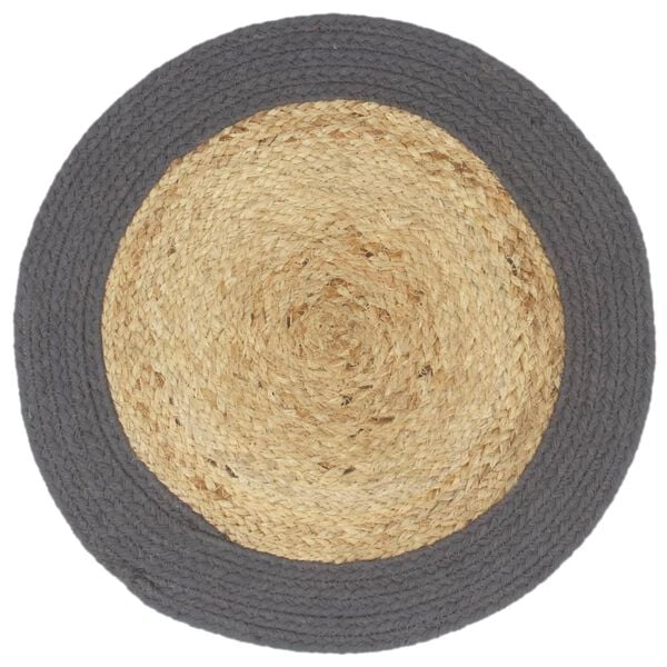 vidaXL Placemat Set of 4 Natural and anthracite 70% Jute, 30% Cotton