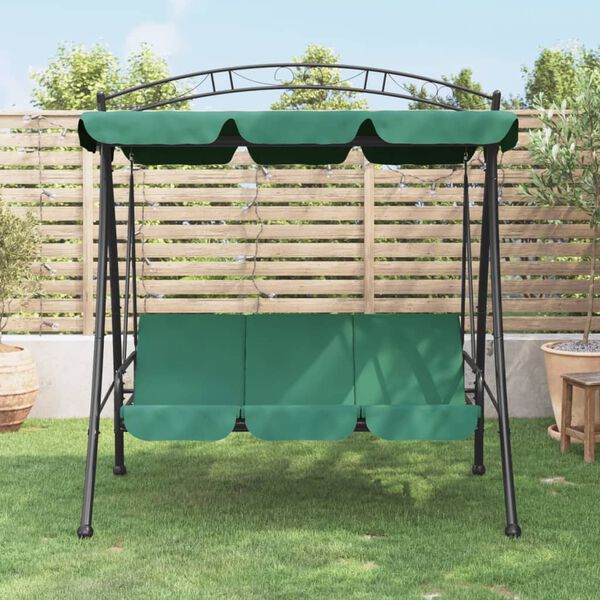 vidaXL Garden Swing Bench Green Powder-coated steel Large