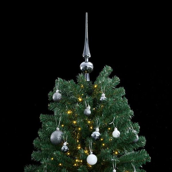 vidaXL Artificial Hinged Christmas Tree Green PVC 82.7 in Foldable