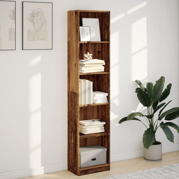 vidaXL Bookcase Old wood Engineered wood Tall Bookcase Rectangular
