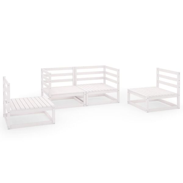 vidaXL Garden Lounge Set White Solid pine wood Medium Modular