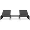 vidaXL Reclining Garden Chair Set of 3 Black