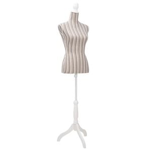 vidaXL Female Mannequin Beige with stripes