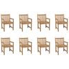 vidaXL Outdoor Chair Set of 8 Brown Solid teak wood Medium Durable
