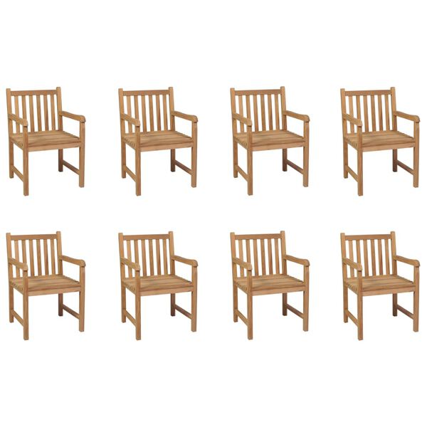 vidaXL Outdoor Chair Set of 8 Brown Solid teak wood Medium Durable