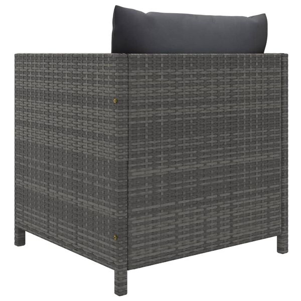vidaXL Garden Sofa Grey PE rattan, steel 23.6 in x 23.6 in Modular