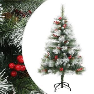 vidaXL Artificial Hinged Christmas Tree Green PVC Medium
