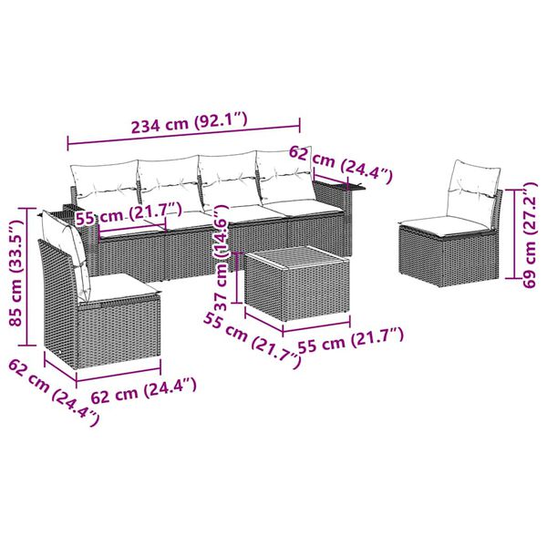 vidaXL Garden Sofa Set Black, Cream White