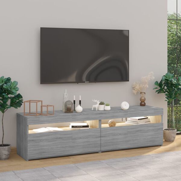 vidaXL TV Cabinet Set of 2 Grey Sonoma Engineered Wood 29.5x13.8x15.7 in