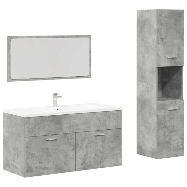 vidaXL Bathroom Furniture Set Concrete grey Engineered wood Medium